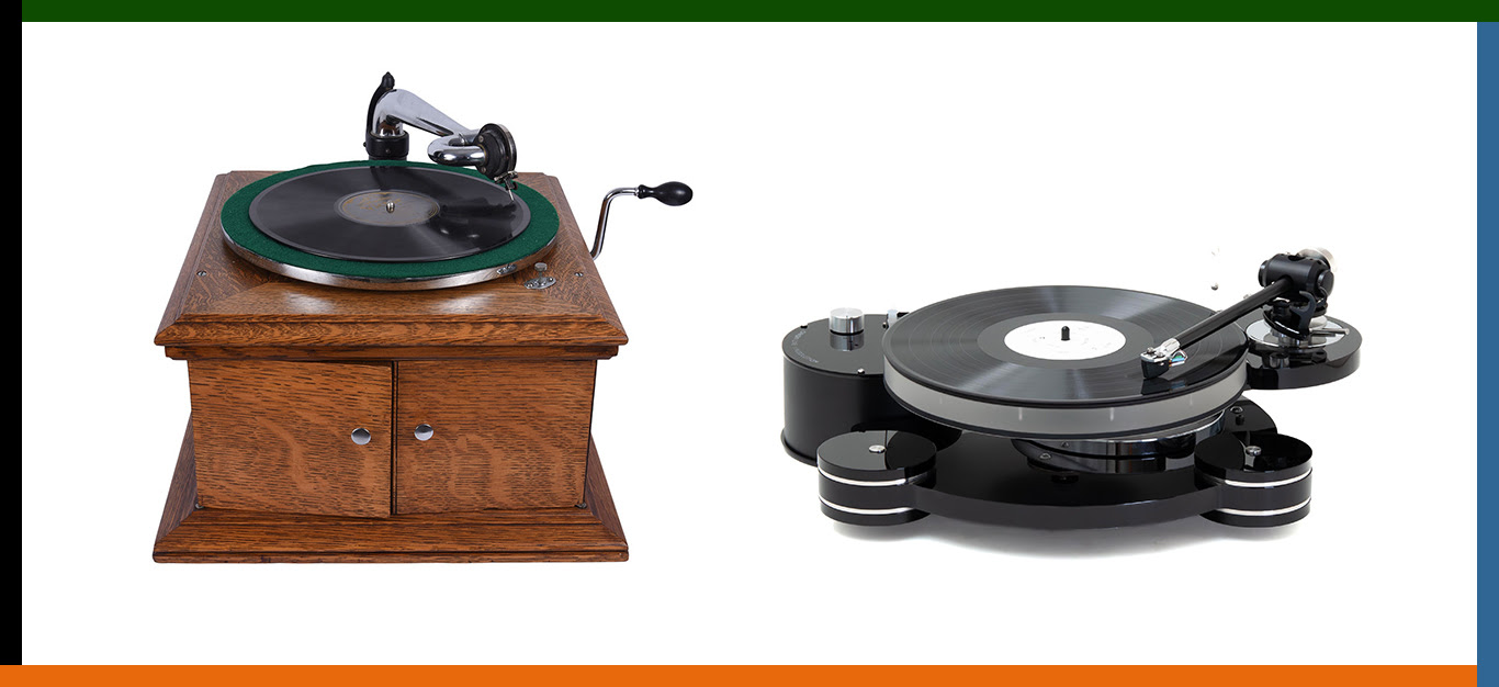 What are tonearms for why were they invented how do they improve sound quality two turntables side by side one old one new